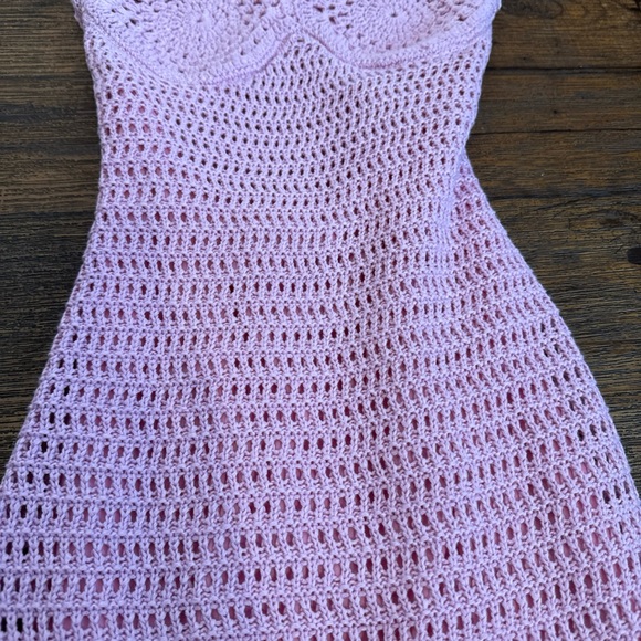 Pink Crochet indie tweed boho bohemian fairy dress - Picture 3 of 4